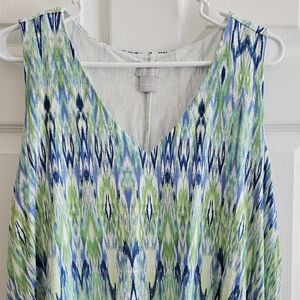 Chico's 3 16/18 Sleeveless Dress Blue Green Layered